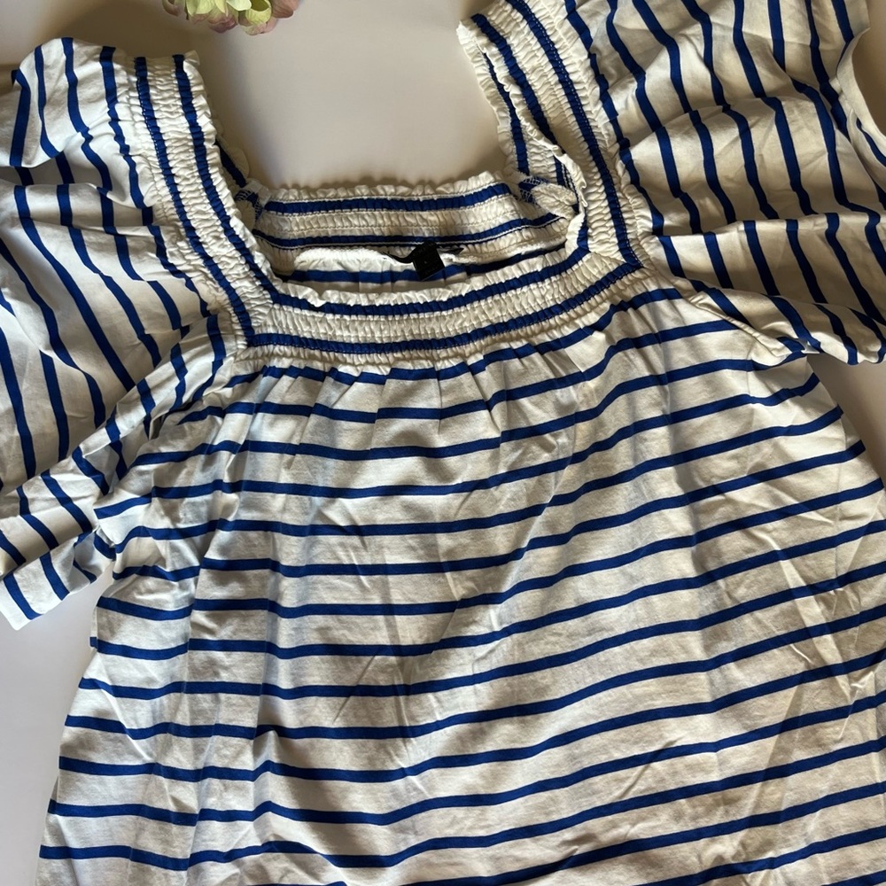 J.Crew Striped Blue and White Blouse
